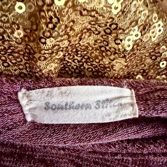 Southern Stitch Burgundy, Gold Sequenced, leopard print Top Statement Piece- M - Picture 8 of 10